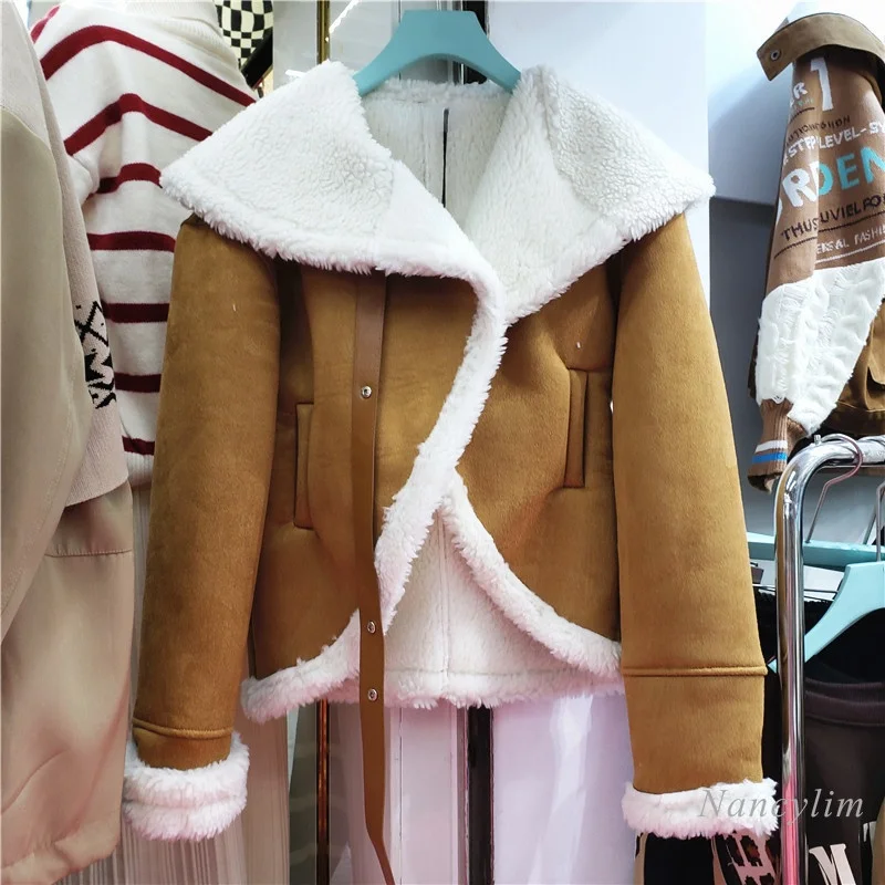 2021 Winter New Faux Fur Coat Women Short Large Lapel Belt Thickened Warm Suede Jacket Femme Nancylim
2021 Winter New Faux Fur Coat Women Short Large Lapel Belt Thickened Warm Suede Jacket Femme Nancylim
