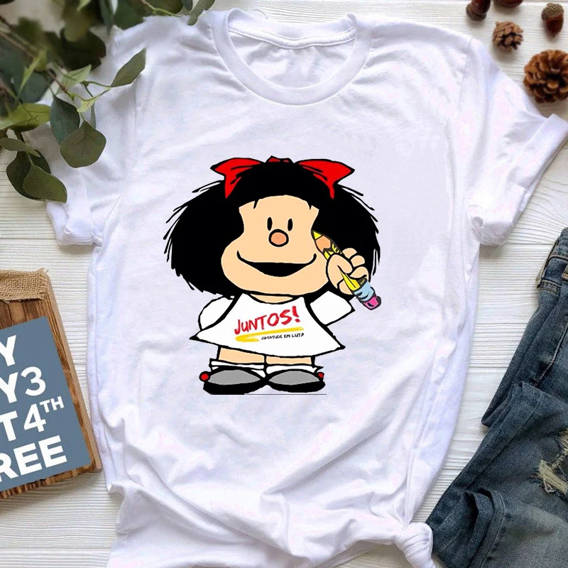 Mafalda T-shirt Women Summer harajuku letter print Short Sleeve fashion Creativity Casual Girl Tops Tee 90s cartoon tshirt Femme
Mafalda T-shirt Women Summer harajuku letter print Short Sleeve fashion Creativity Casual Girl Tops Tee 90s cartoon tshirt Femme