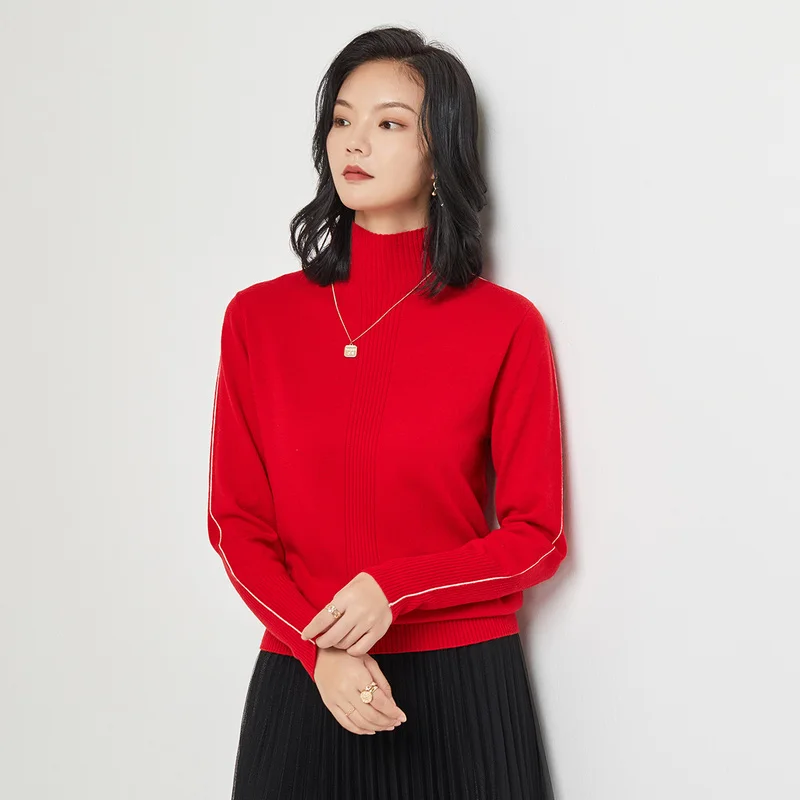 Jinju 2021 Autumn And Winter New Half-High Collar Solid Color Bottoming Women's 100% Wool Sweater Garnet Red Pullover Female Lon
Jinju 2021 Autumn And Winter New Half-High Collar Solid Color Bottoming Women's 100% Wool Sweater Garnet Red Pullover Female Lon