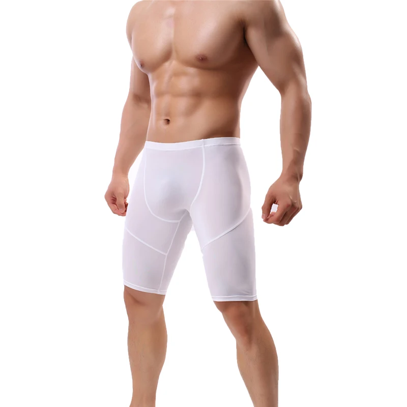 Sexy Mens Underwear Boxer Shorts Breathable Long Leg Underpants Slim Fitness Sleep Bottoms Bulge Pouch Homewear Sports Joggers | Мужская