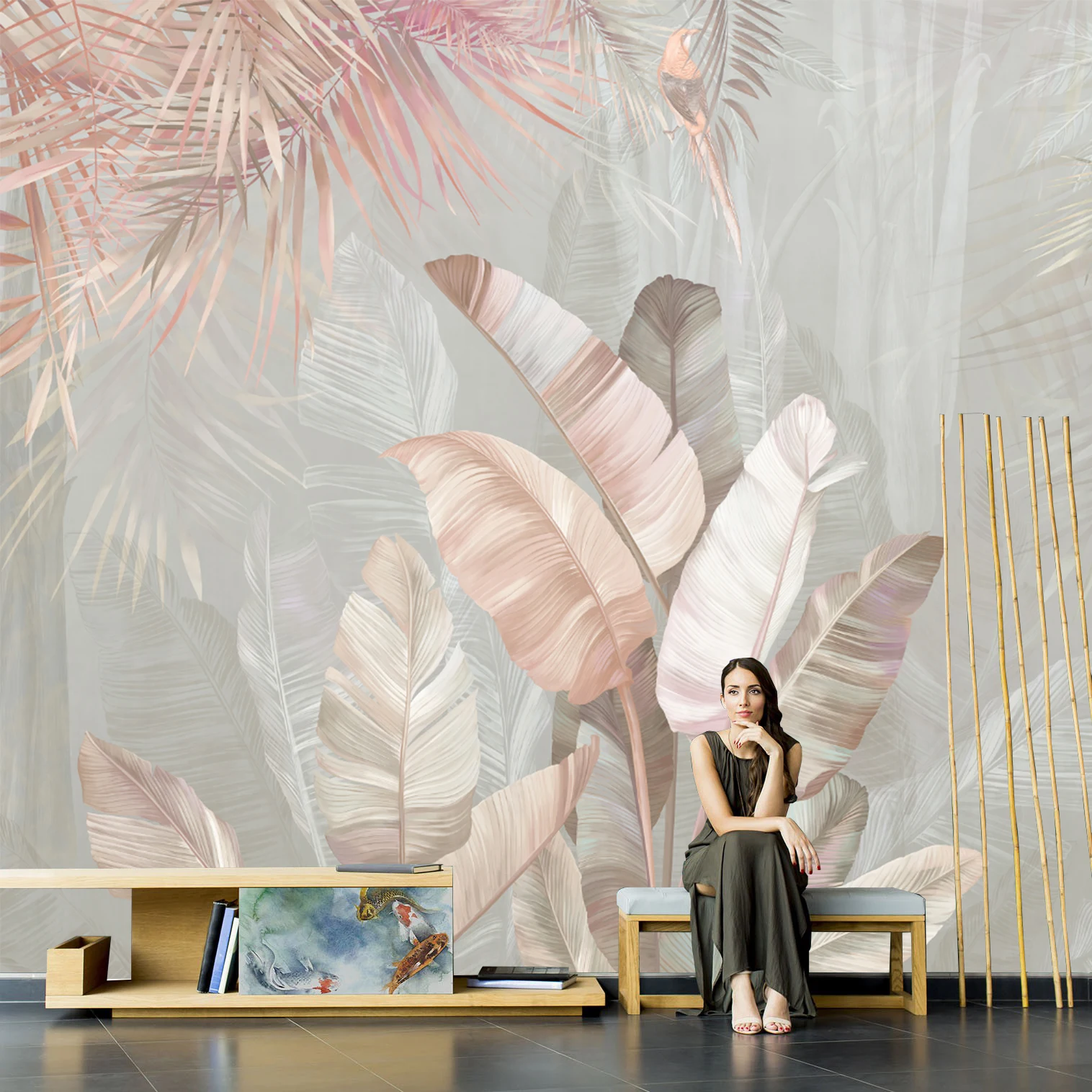 PVC waterproof Custom size banana leaf wallpaper wallpaper plant 3d mural living room bedroom dining tropical rainforest
PVC waterproof Custom size banana leaf wallpaper wallpaper plant 3d mural living room bedroom dining tropical rainforest