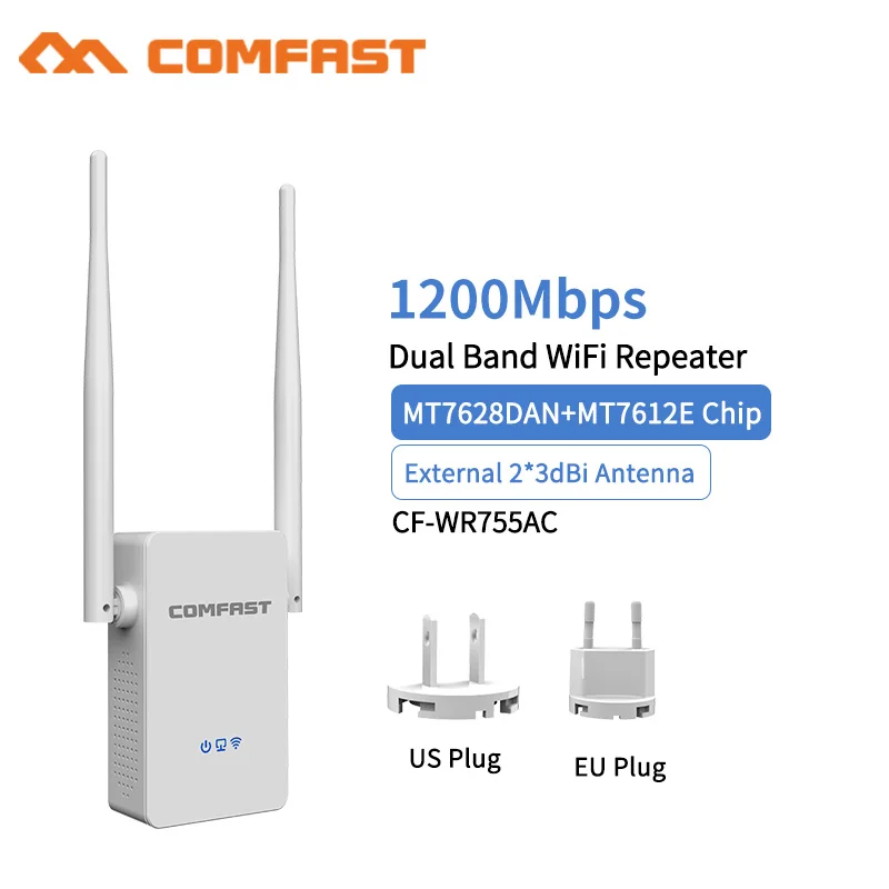 1200 Мбит/с беспроводной WiFi усилитель сигнала 802.11AC двухдиапазонный 5G домашний Wifi 2 *