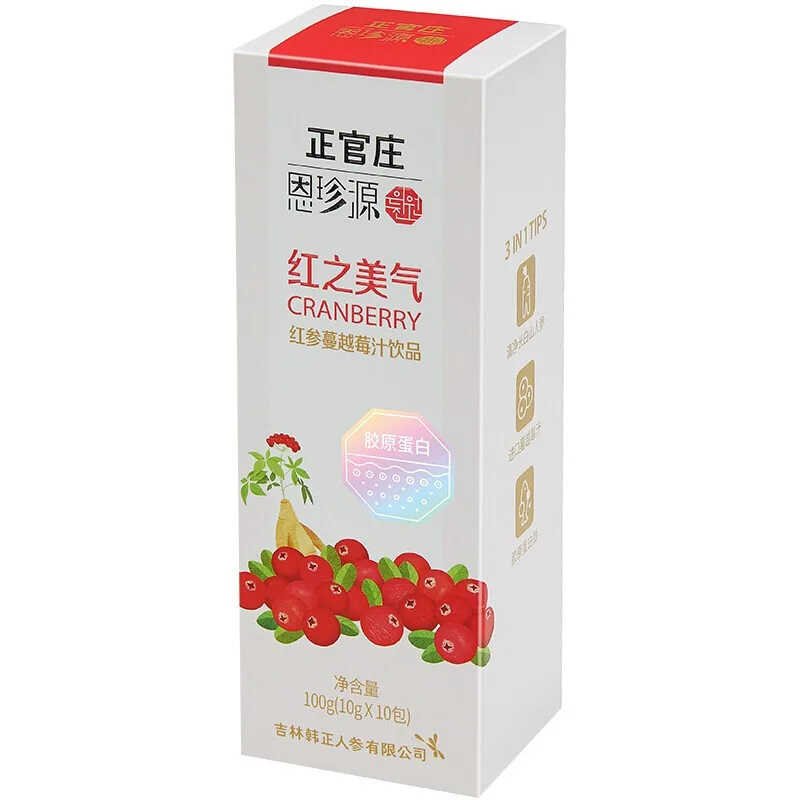 Zhengguan Zhuang enzhenyuan ginseng juice Cranberry red ginseng concentrate drink 10g * 10 packs
Zhengguan Zhuang enzhenyuan ginseng juice Cranberry red ginseng concentrate drink 10g * 10 packs