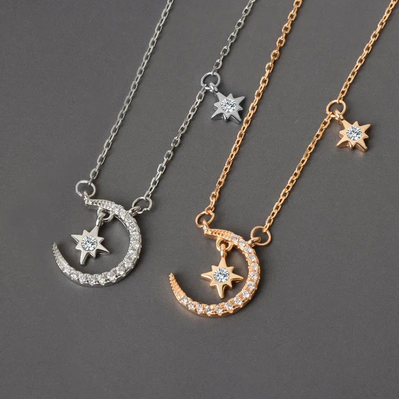 Korean Fashion Simple Temperament Star Moon Zircon Pendant Wild Personality High-end Clavicle Chain Necklace for Women
Korean Fashion Simple Temperament Star Moon Zircon Pendant Wild Personality High-end Clavicle Chain Necklace for Women