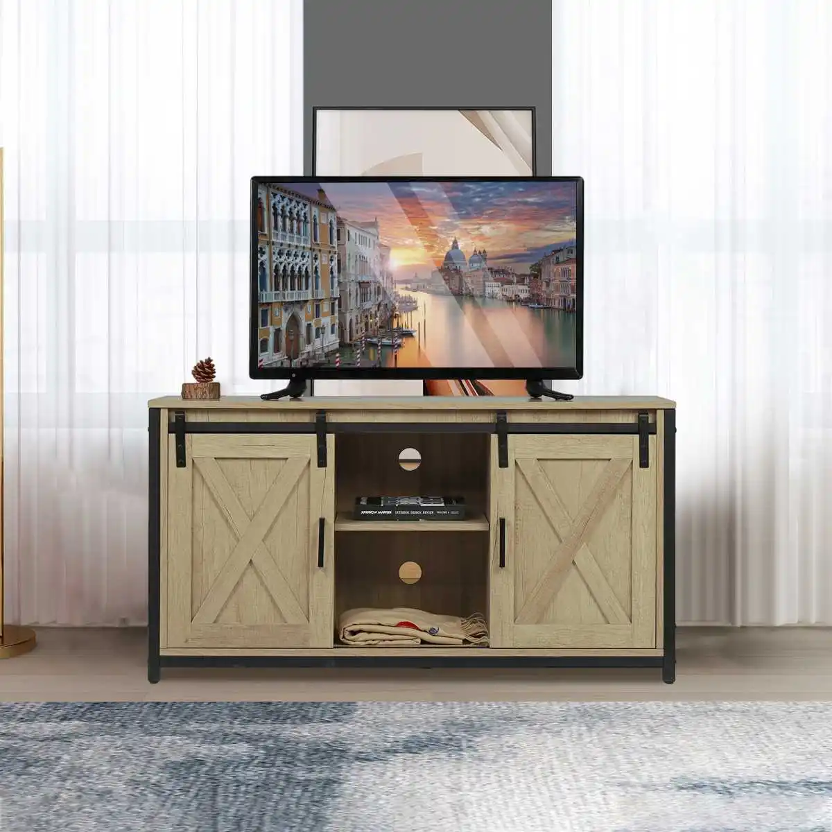 44Inch Television Stands Living Room TV Stands With Double Sliding Doors Drawer Storage Organizer TV Furniture Cabinet Table
44Inch Television Stands Living Room TV Stands With Double Sliding Doors Drawer Storage Organizer TV Furniture Cabinet Table