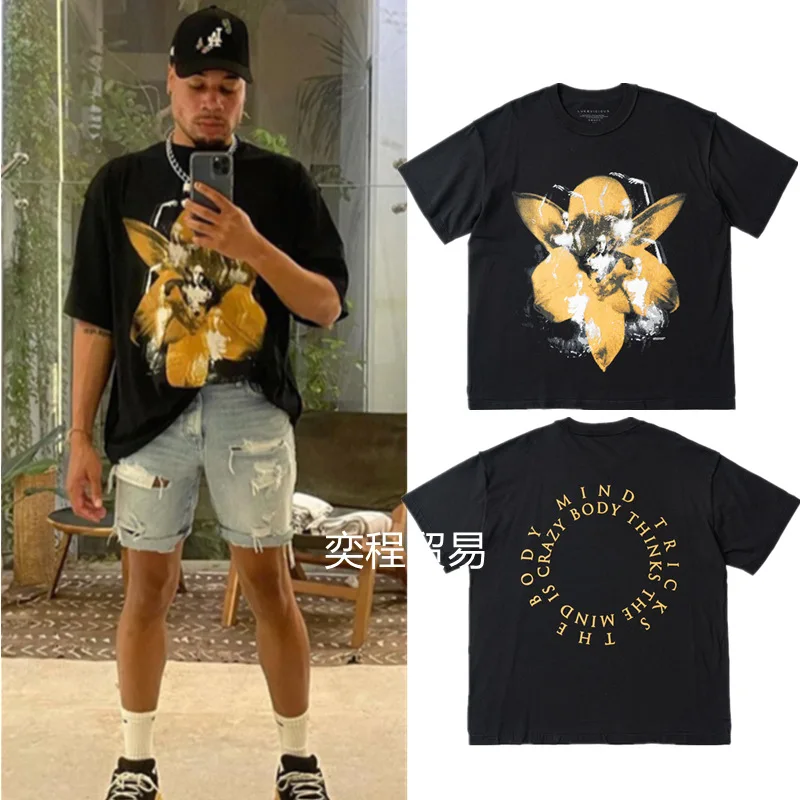 FW 21 SS Винтажная футболка с цветочным рисунком, с принтом разума, с коротким рукавом, большие размеры, футболка для мужчин, женская одежда 
FW 21 SS Винтажная футболка с цветочным рисунком, с принтом разума, с коротким рукавом, большие размеры, футболка для мужчин, женская одежда