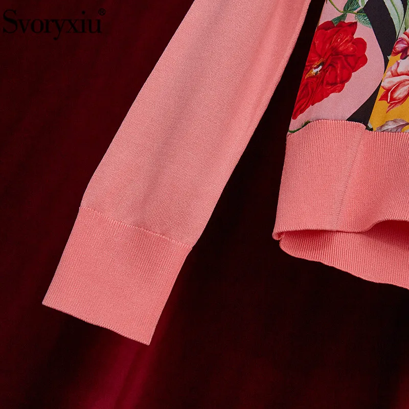 Svoryxiu Elegant Silk Flower Print Patchwork knitting Jackets Women's Fashion Designer Summer Long Sleeve Thin Sweater 2021
Svoryxiu Elegant Silk Flower Print Patchwork knitting Jackets Women's Fashion Designer Summer Long Sleeve Thin Sweater 2021