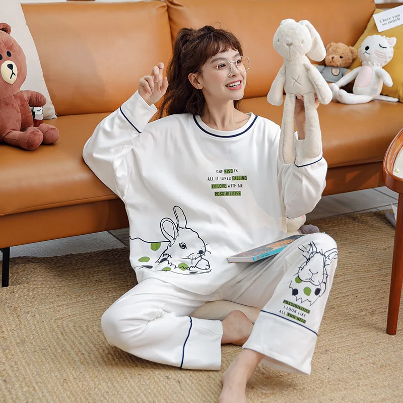 Autumn Cotton Pajamas for women Cartoon nightgown Loose Large Size Sweet Home Clothes Long Sleeve Pyjama Femme Sleepwear
Autumn Cotton Pajamas for women Cartoon nightgown Loose Large Size Sweet Home Clothes Long Sleeve Pyjama Femme Sleepwear
