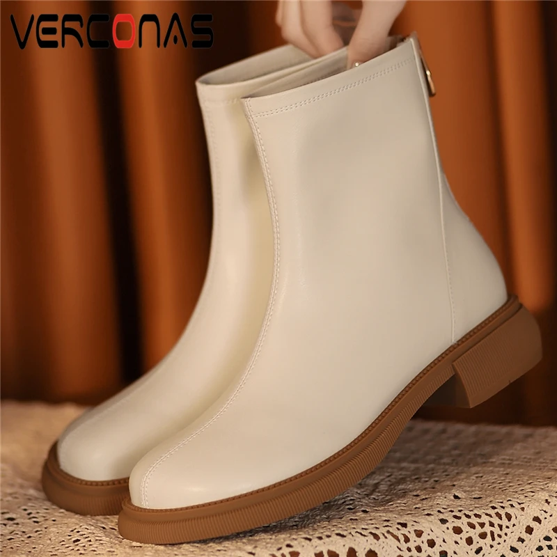 VERCONAS Office Ladies Casual Women Ankle Boots Autumn Winter Genuine Leather Fashion Concise Low Heels Back Zipper Shoes Woman
VERCONAS Office Ladies Casual Women Ankle Boots Autumn Winter Genuine Leather Fashion Concise Low Heels Back Zipper Shoes Woman