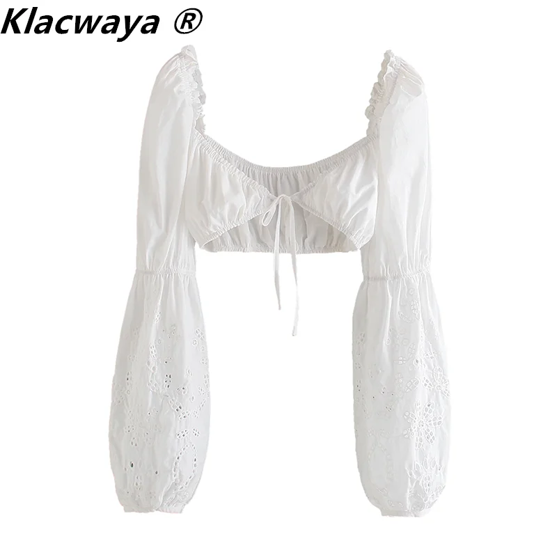 Klacwaya Женская Сексуальная короткая блузка с вышивкой и рукавами-фонариками, Женская агарическая кружевная рубашка, шикарные укороченные то...
Klacwaya Женская Сексуальная короткая блузка с вышивкой и рукавами-фонариками, Женская агарическая кружевная рубашка, шикарные укороченные то...