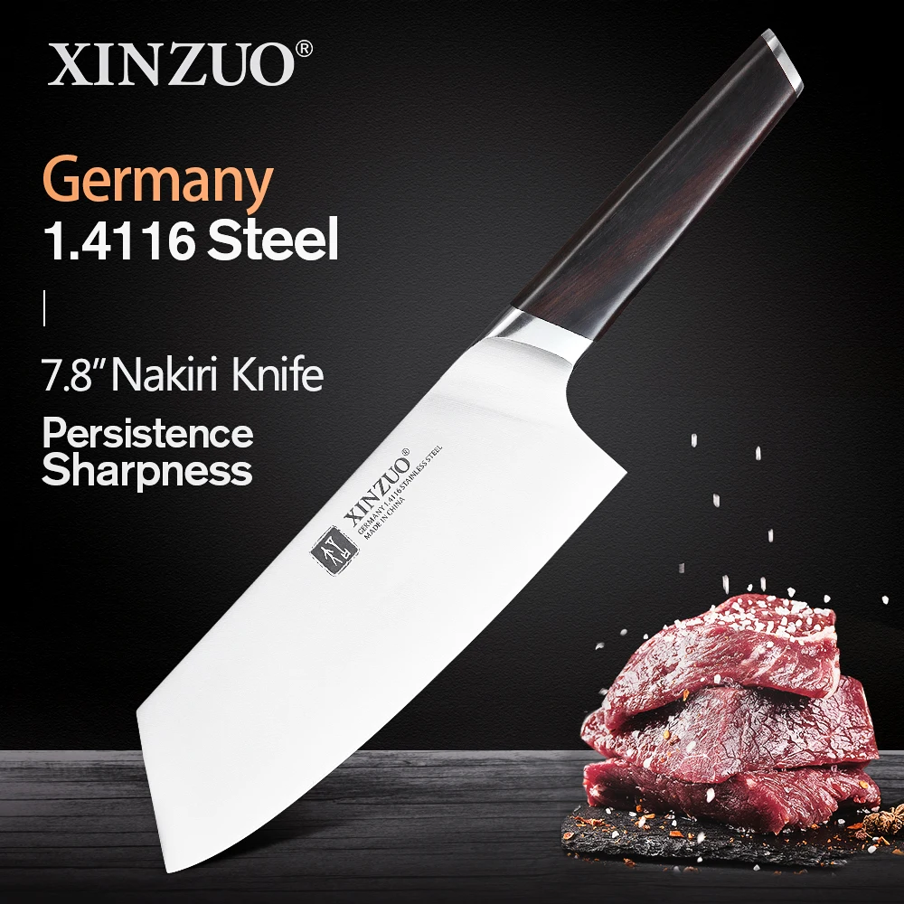 XINZUO 7.8'' Stainless Steel Kitchen Knife Chopping Knife Cooking Tool Sharp New Arrival Nakirir Vegetable Cleaver Ebony Handle 
XINZUO 7.8'' Stainless Steel Kitchen Knife Chopping Knife Cooking Tool Sharp New Arrival Nakirir Vegetable Cleaver Ebony Handle