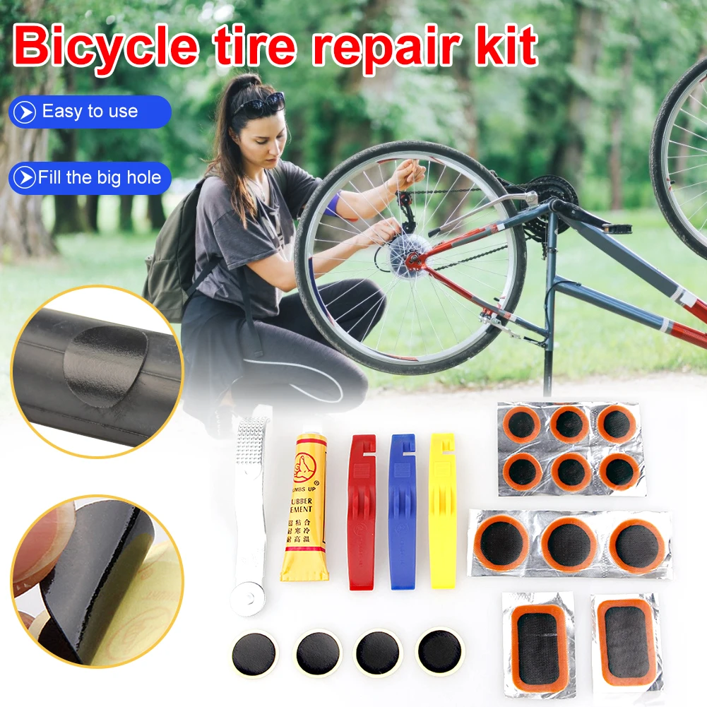 Bicycle Tire Repair Tool Set Portable Tire Repair Tools for Mountain Bikes Cycling Tire Tyre Inner Tube Puncture Repair Tool
Bicycle Tire Repair Tool Set Portable Tire Repair Tools for Mountain Bikes Cycling Tire Tyre Inner Tube Puncture Repair Tool