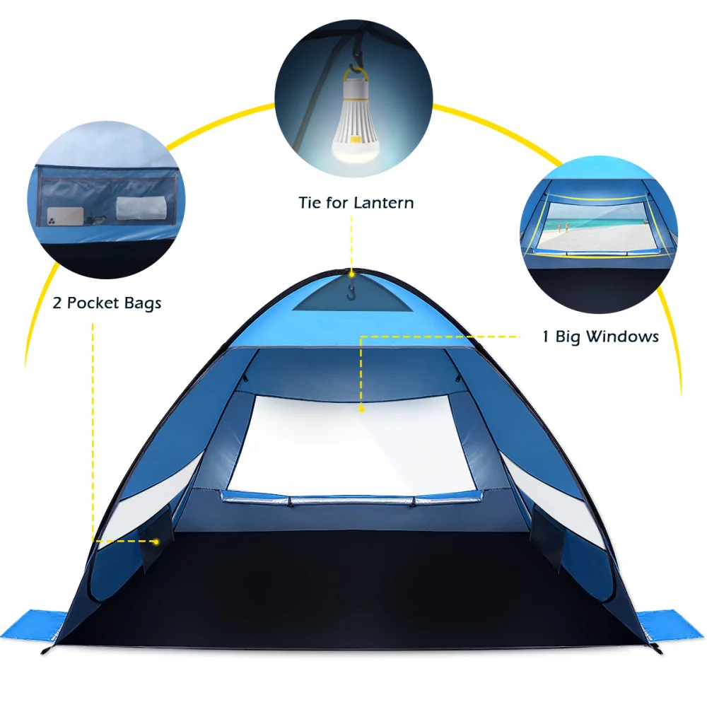 MOVTOTOP Pop-Up Beach Tent Portable Automatic Tents Sun Shelter for Hiking Camping Vacation 200x145x130cm
MOVTOTOP Pop-Up Beach Tent Portable Automatic Tents Sun Shelter for Hiking Camping Vacation 200x145x130cm