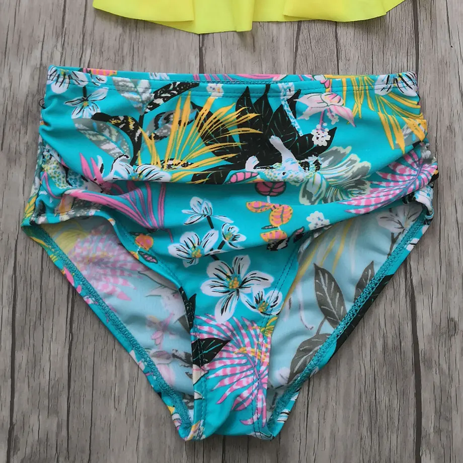 5-12 Years Falbala Girl Swimsuit Kids Floral Bikini Two Piece Children's Swimwear Halter Top Bathing Suit Girls Swim Wear | Спорт и