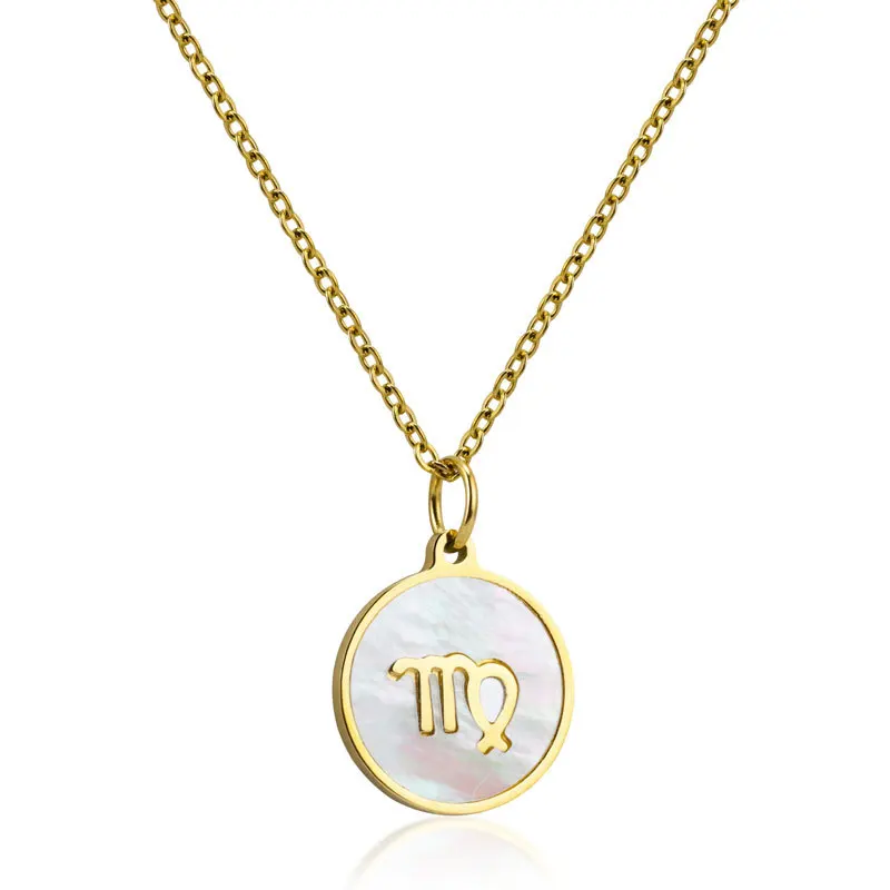 Couple 12 Constellation Necklace Gold Stainless Steel Round Pendant Fashion Elegant Casual Jewelry for Men&Women
Couple 12 Constellation Necklace Gold Stainless Steel Round Pendant Fashion Elegant Casual Jewelry for Men&Women