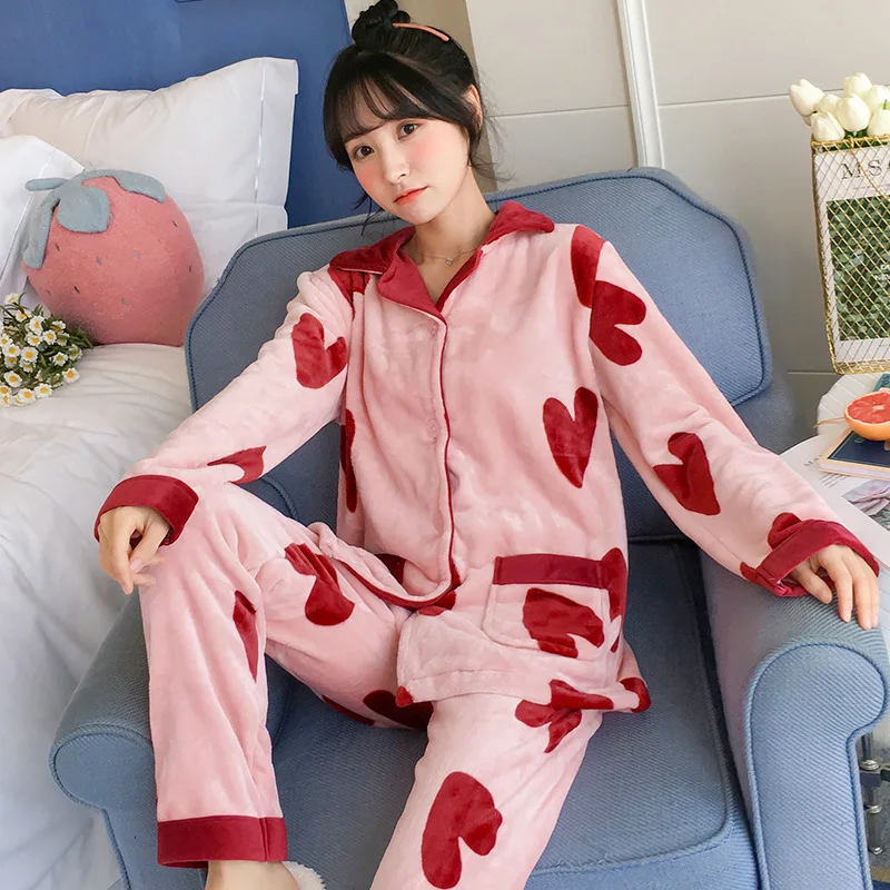 Winter Warm Flannel Pajamas Sets For Women Pyjamas Sets Thick Coral Velvet Sleepwear Pijamas Suit Female Homewear Mujer 2pcs pjs
Winter Warm Flannel Pajamas Sets For Women Pyjamas Sets Thick Coral Velvet Sleepwear Pijamas Suit Female Homewear Mujer 2pcs pjs