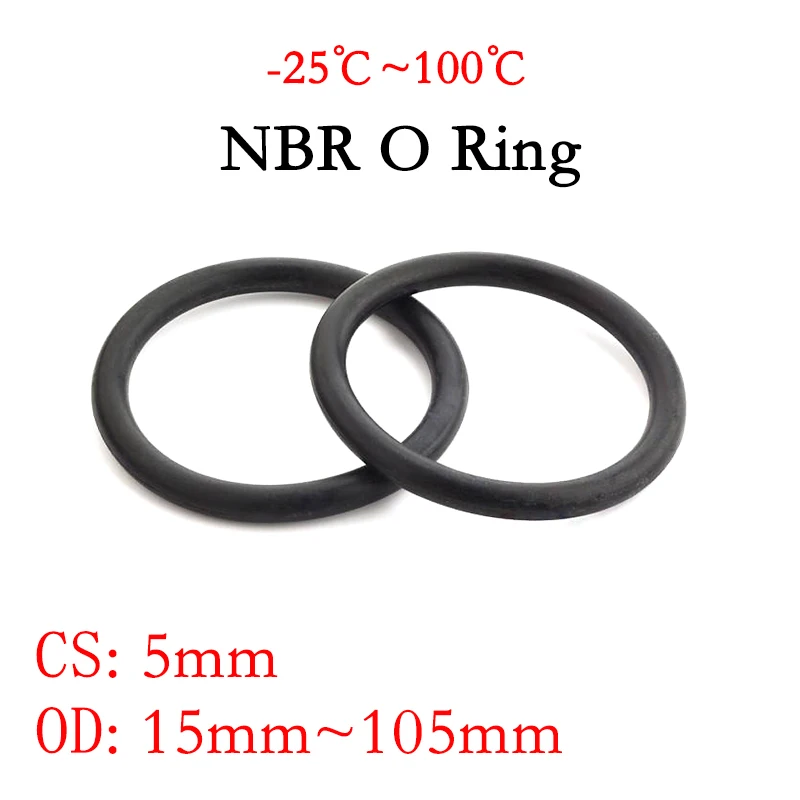 10pcs NBR O Ring Seal Gasket CS 5mm OD 15~105mm Nitrile Butadiene Rubber Spacer Oil Resistance Washer Round Shape Black
10pcs NBR O Ring Seal Gasket CS 5mm OD 15~105mm Nitrile Butadiene Rubber Spacer Oil Resistance Washer Round Shape Black