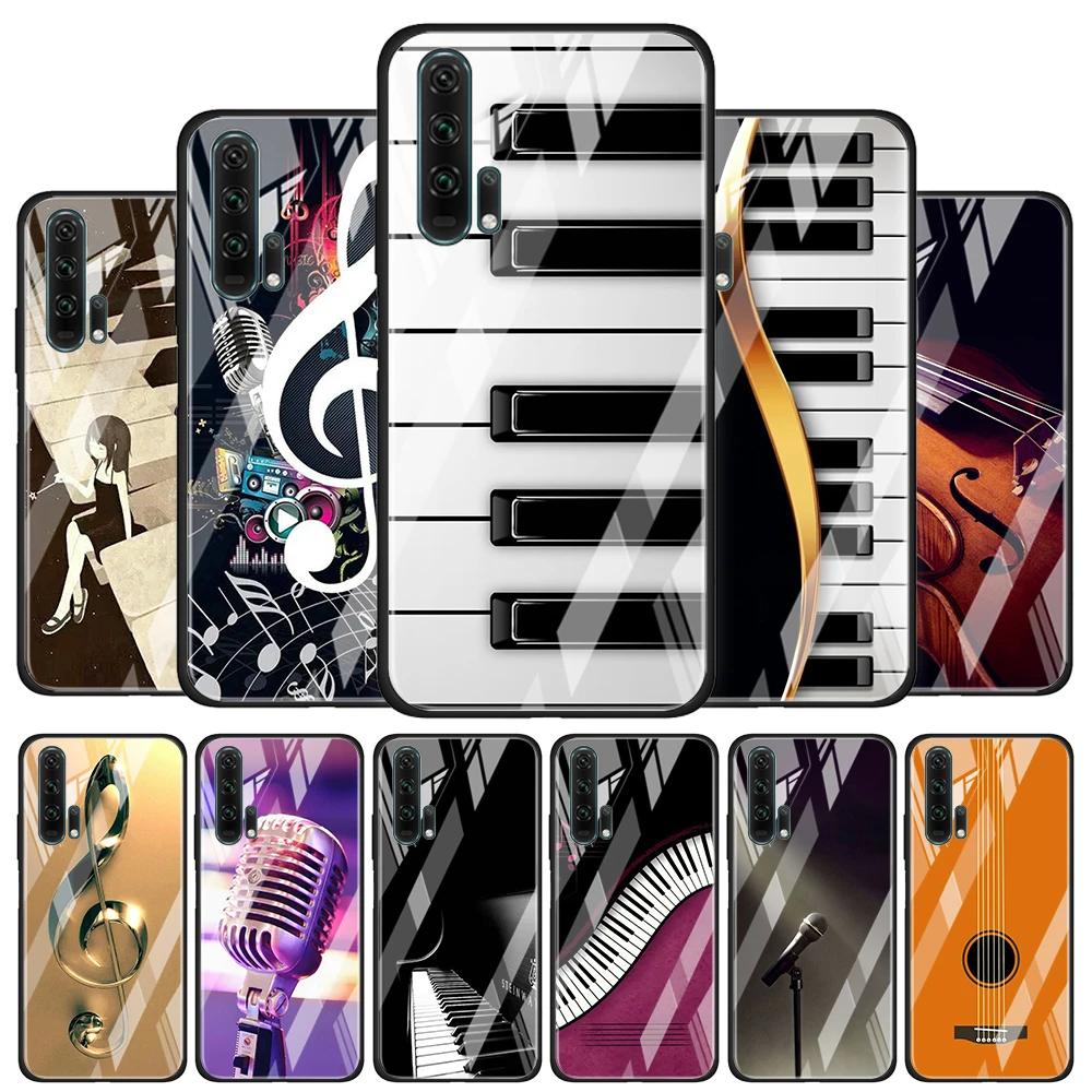

Love Music Guitar for Honor 30 20 10 9X Pro Plus Lite 8X Huawei Y8P Y6P Y5P Y9 Y7 Y6 2019 Tempered Glass Phone Case