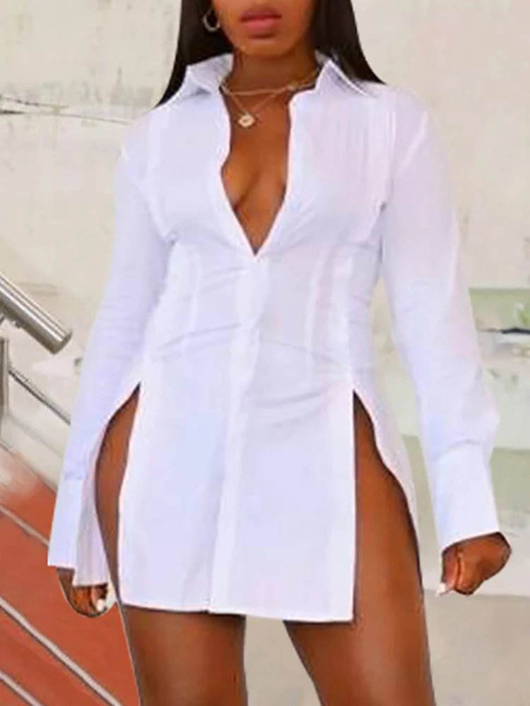 Spring Summer Women Oversize Casual Turn-down Collar White Blouse Plus Size Tops Long Sleeve Button Design Slit Shirt
Spring Summer Women Oversize Casual Turn-down Collar White Blouse Plus Size Tops Long Sleeve Button Design Slit Shirt