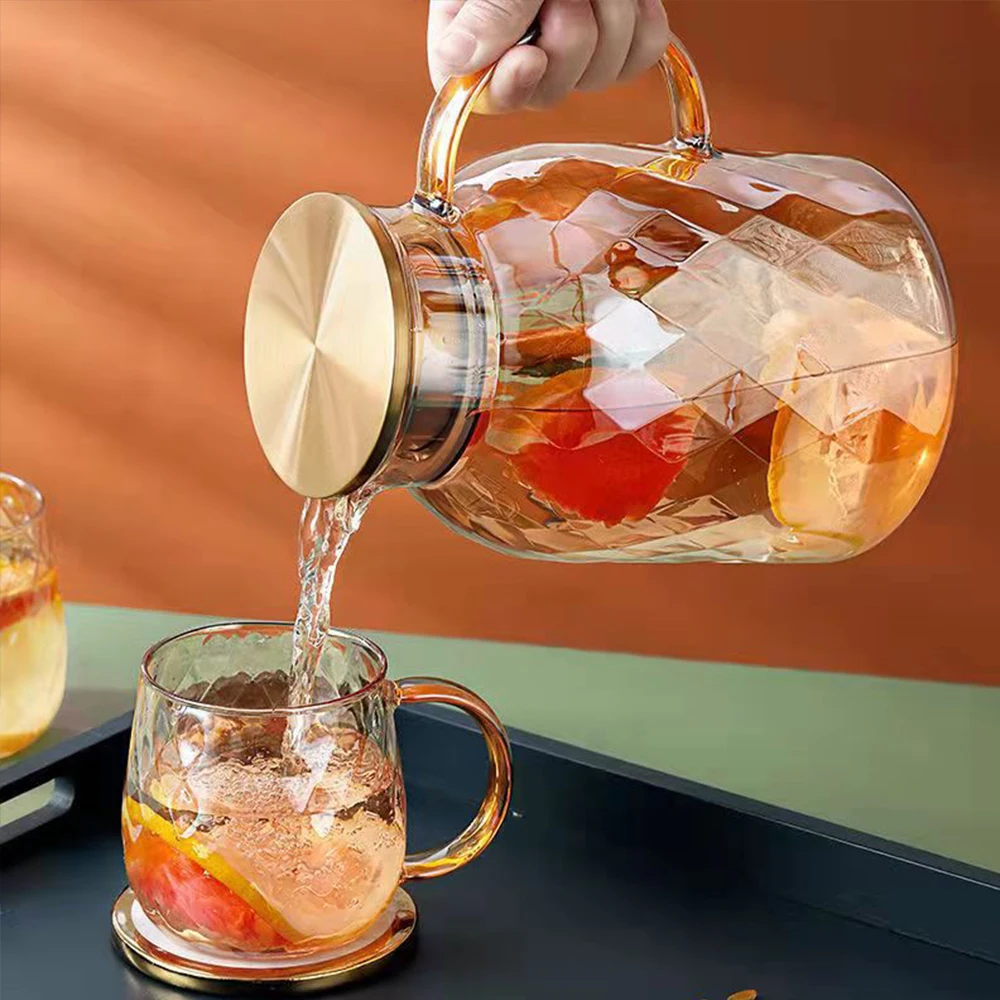 Diamond Shape Glass Water Kettle With Lid Clear Cold Water Jug Juice Beverage Pitcher Heat-Resistant Teapot Set Home Drinkware
Diamond Shape Glass Water Kettle With Lid Clear Cold Water Jug Juice Beverage Pitcher Heat-Resistant Teapot Set Home Drinkware