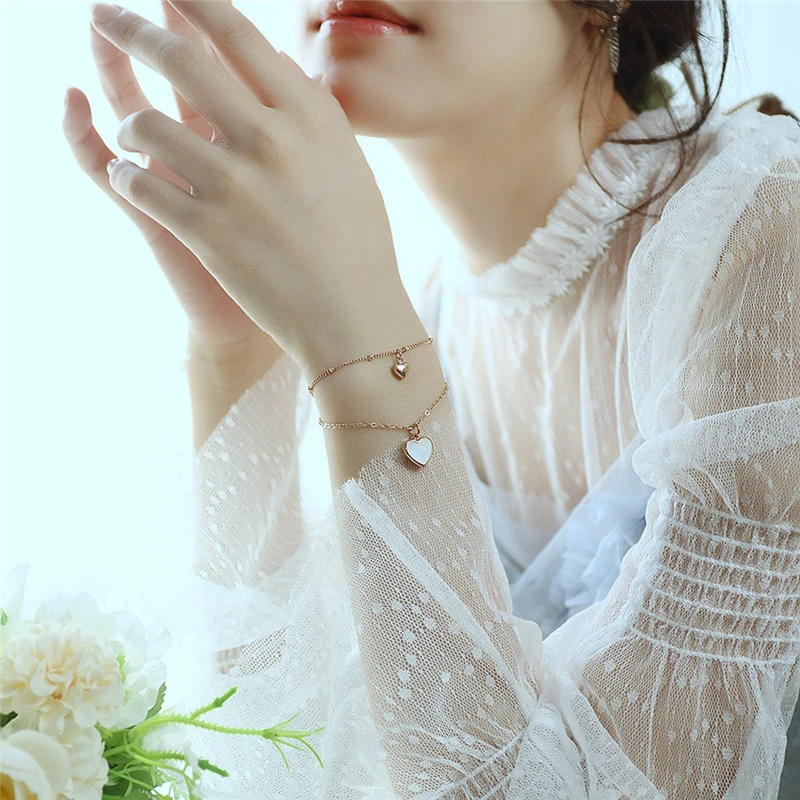 210mm Japanese And Korean Fashion New Double-Layer Stainless Steel Rose Gold Plated Bracelet For Women Simple Love Punk Jewelry
210mm Japanese And Korean Fashion New Double-Layer Stainless Steel Rose Gold Plated Bracelet For Women Simple Love Punk Jewelry