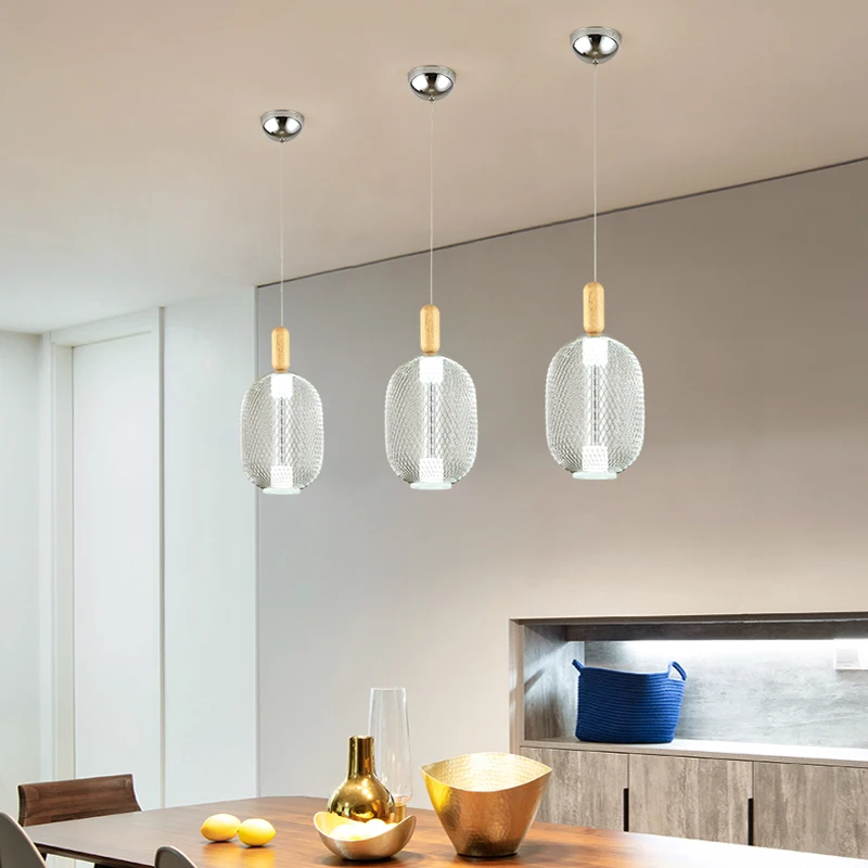 Nordic led chandelier restaurant bedroom bedside bar lamp post modern light luxury simple single head golden small | Лампы и освещение