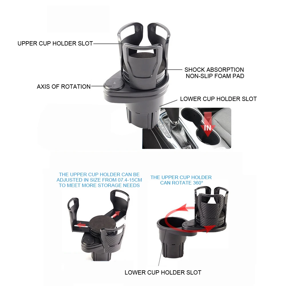 Universal Car Cup Holder 360 Degree Rotating 2 In 1 Vehicle-mounted Slip-proof Car Cup Holder Multifunctional Auto Accessory
Universal Car Cup Holder 360 Degree Rotating 2 In 1 Vehicle-mounted Slip-proof Car Cup Holder Multifunctional Auto Accessory