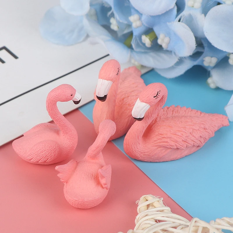 2pcs Decorative Flamingo Animal Bonsai Fleshy Ornaments Moss Micro Landscape Fairy Garden Miniature Ornament Gift Decoration