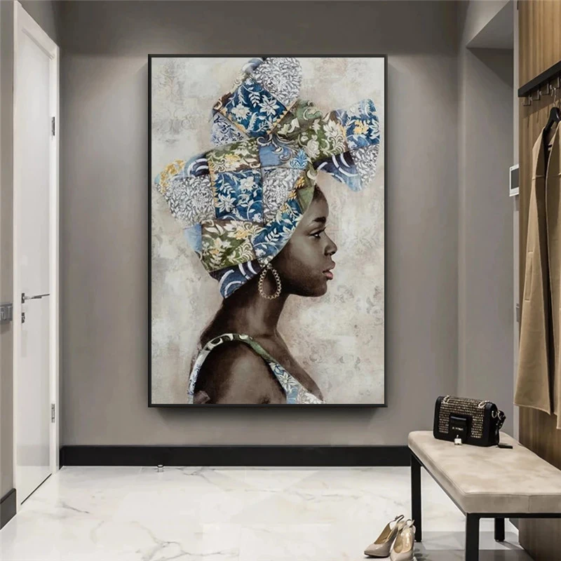 Африканская черная женщина абстрактная фотография Женская Картина на холсте в