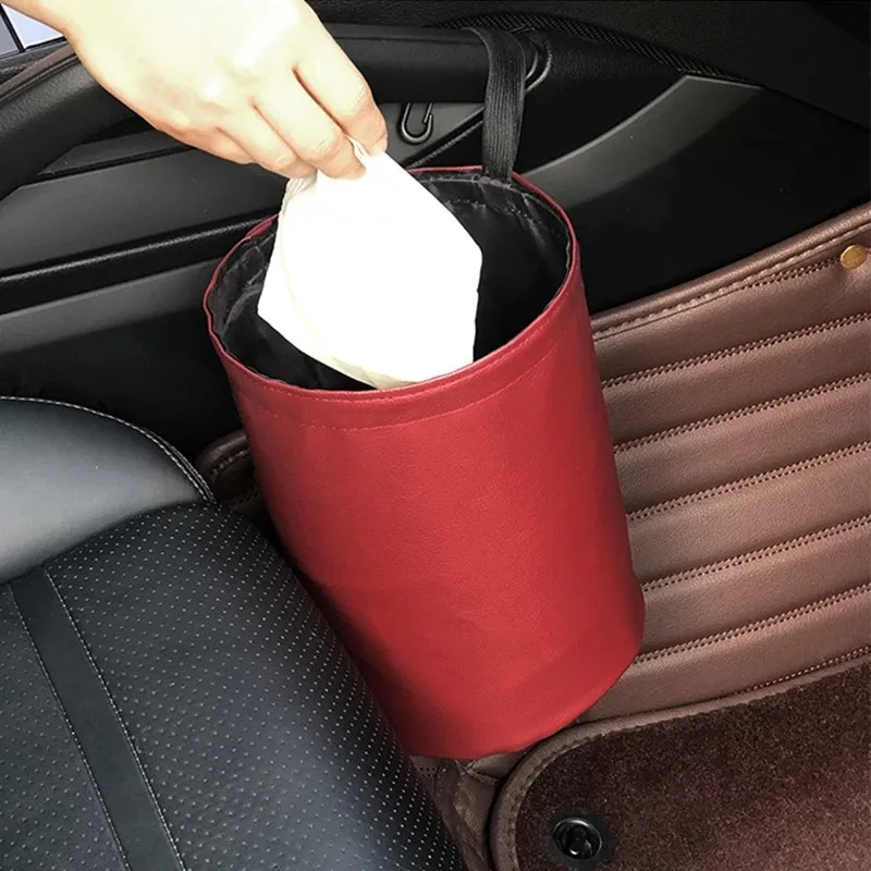 New Car Waterproof Interior Storage Trash Can Mini Suspension Storage Bucket Multifunctional Leather Red Garbage Can
New Car Waterproof Interior Storage Trash Can Mini Suspension Storage Bucket Multifunctional Leather Red Garbage Can