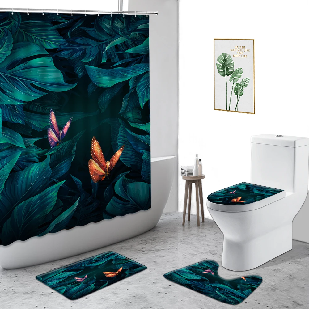 3D Butterfly Plant Floral Shower Curtain Summer Green Leaves Bathroom Decoration Bath Curtains Set Non-Slip Carpet Toilet Cover
3D Butterfly Plant Floral Shower Curtain Summer Green Leaves Bathroom Decoration Bath Curtains Set Non-Slip Carpet Toilet Cover