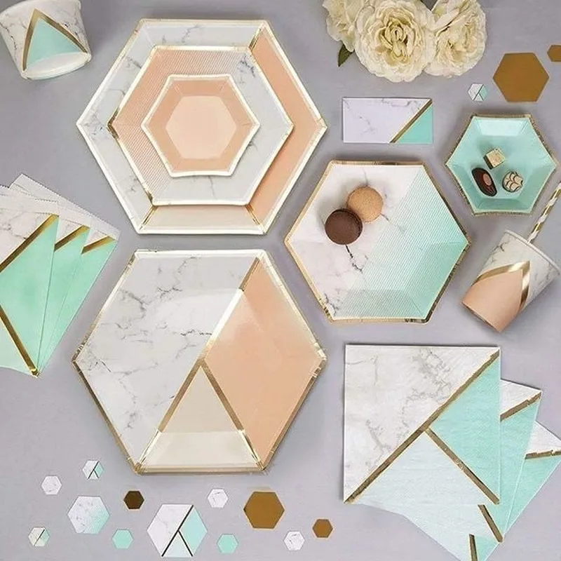 Marble pattern Disposable tableware set disposable paper plate straw cup Pink Gold for wedding birthday decoration party supplie
Marble pattern Disposable tableware set disposable paper plate straw cup Pink Gold for wedding birthday decoration party supplie