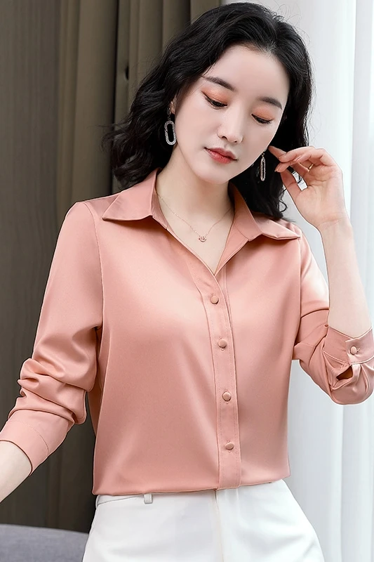 Houthion Silk Shirts Women's Blouses New Casual Blouse Button Top Solid Shirt Spring/autumn Fashion Long Sleeve Tops
Houthion Silk Shirts Women's Blouses New Casual Blouse Button Top Solid Shirt Spring/autumn Fashion Long Sleeve Tops