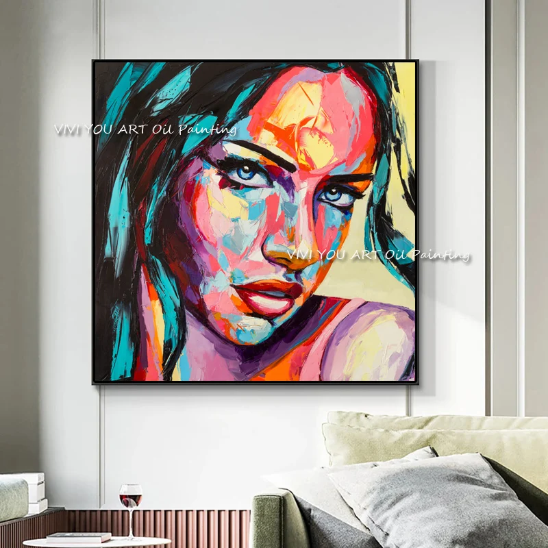Handmade Colorful Abstract Woman Face Oil Paintings Canvas Art Posters Modern Wall Art Canvas Pictures For Living Room Cuadros
Handmade Colorful Abstract Woman Face Oil Paintings Canvas Art Posters Modern Wall Art Canvas Pictures For Living Room Cuadros