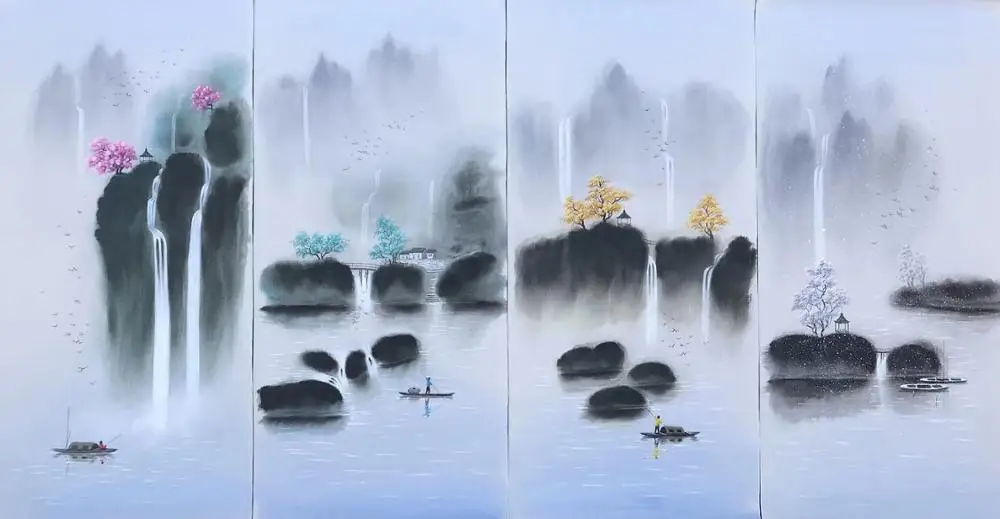 100% Hand Painted 4 pcs Modern Chinese Landscape Oil Painting on Canvas Abstract Canvas Painting Wall art Picture for Home Decor
100% Hand Painted 4 pcs Modern Chinese Landscape Oil Painting on Canvas Abstract Canvas Painting Wall art Picture for Home Decor