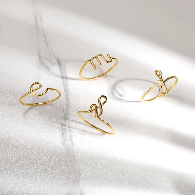 Simple Handwriting Initial Letter Rings For Women Stackable Name Ring Wedding Couple Jewelry Wholesale Christmas Gift Sister | Украшения и