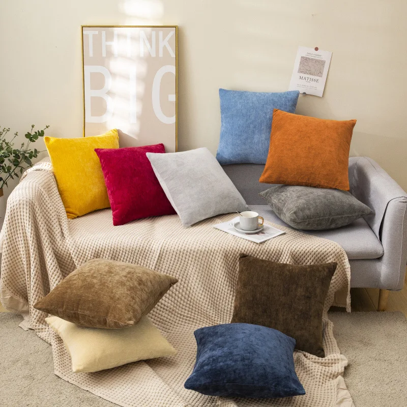 Household Solid Color Chenille Pillowcase 45*45cm Nordic Sofa Cushion with Core Office Home Fabric Model Room Bed Decorations
Household Solid Color Chenille Pillowcase 45*45cm Nordic Sofa Cushion with Core Office Home Fabric Model Room Bed Decorations