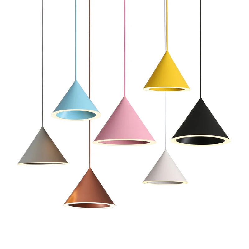 Nordic Personality multicolor Single Head Pendant lamp Cone Chandelier Creative Bar Cafe Restaurant Macarons LED Halo lighting
Nordic Personality multicolor Single Head Pendant lamp Cone Chandelier Creative Bar Cafe Restaurant Macarons LED Halo lighting