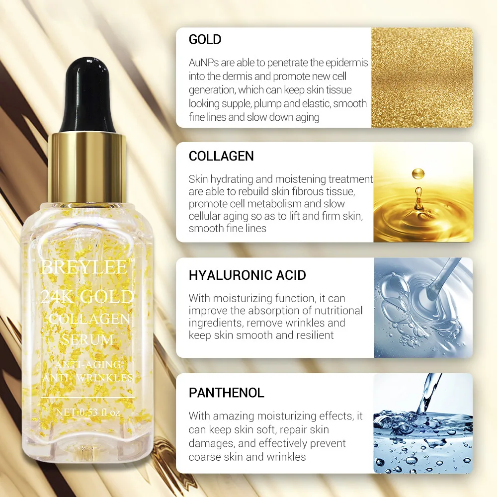 24k Gold Collagen Serum Protein, Its Collagen Supports Skin Elasticity. Anti-wrinkle Andanti-aging Functions
24k Gold Collagen Serum Protein, Its Collagen Supports Skin Elasticity. Anti-wrinkle Andanti-aging Functions