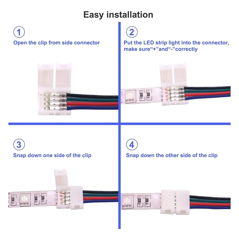 5050 4Pin RGB LED Strip Connector Kit,T Shape Connectors,LED Strip Jumper,4 Pin Male to Male Connector
5050 4Pin RGB LED Strip Connector Kit,T Shape Connectors,LED Strip Jumper,4 Pin Male to Male Connector