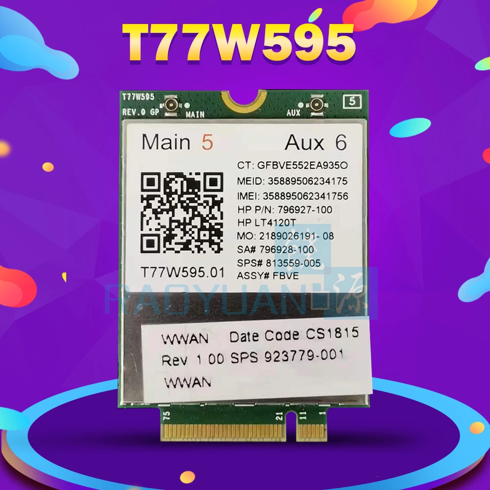 T77W595 LT4120 796928-001 4G WWAN M.2 150 Мбит/с LTE модем для HP Elite x2 840 850 G3 640 650 645 G2 быстрее, чем ME906E ME936
T77W595 LT4120 796928-001 4G WWAN M.2 150 Мбит/с LTE модем для HP Elite x2 840 850 G3 640 650 645 G2 быстрее, чем ME906E ME936