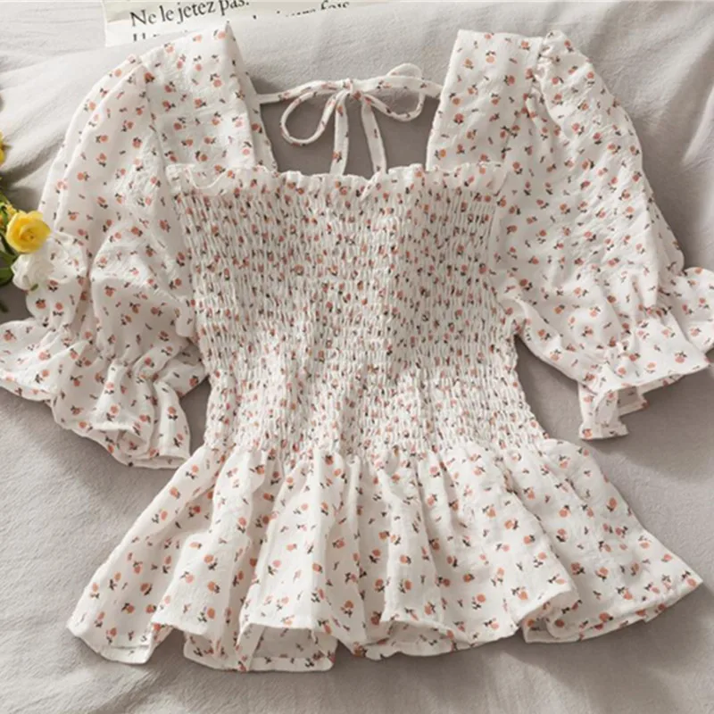 Woman Tshirts Korean 2021 Summer Blouse Fashion Chiffon Floral Square Collar Slim Skirt Short-sleeved Shirt Women Sexy Top
Woman Tshirts Korean 2021 Summer Blouse Fashion Chiffon Floral Square Collar Slim Skirt Short-sleeved Shirt Women Sexy Top