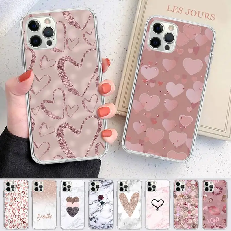 Pink Gold Glitter Love heart Marble Phone Case for iPhone 11 12 13 mini pro XS MAX 8 7 6 6S Plus X 5S SE 2020 XR case
Pink Gold Glitter Love heart Marble Phone Case for iPhone 11 12 13 mini pro XS MAX 8 7 6 6S Plus X 5S SE 2020 XR case