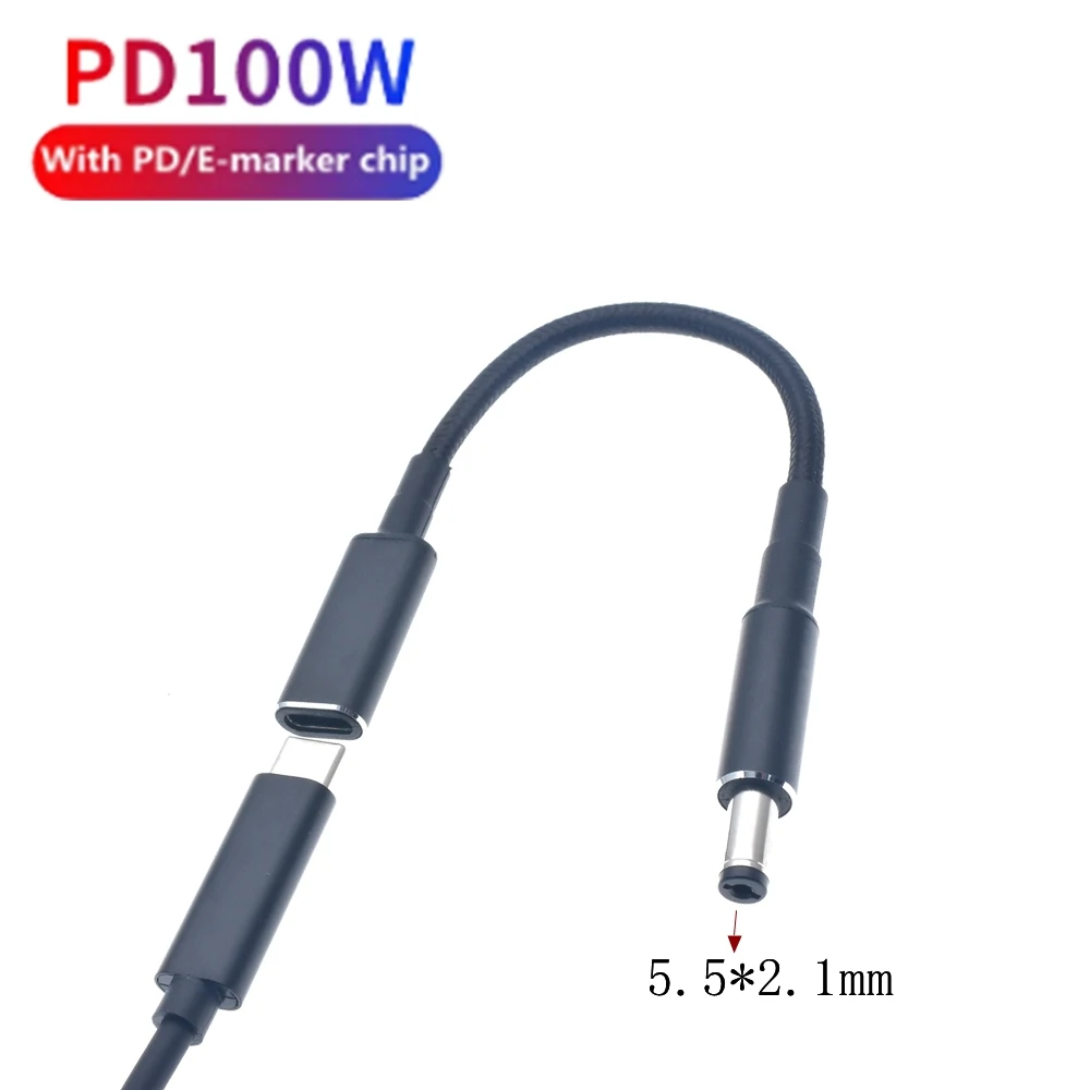100W Type C Adapter Converter USB-C PD Fast Charging Cable Cord USB Type C Female to 5.5*2.1mm Plug for Laptop Notebook Charger
100W Type C Adapter Converter USB-C PD Fast Charging Cable Cord USB Type C Female to 5.5*2.1mm Plug for Laptop Notebook Charger