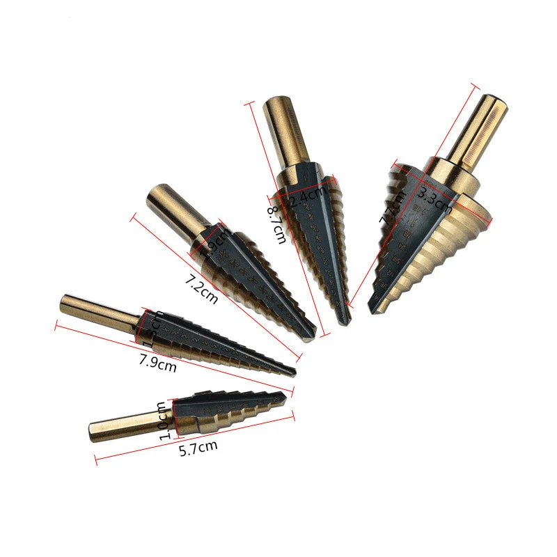 5pcs Step Drill Bit Set Hss Cobalt Multiple Hole 50 Sizes Cobalt Titanium Conical Carbide Drill Perforator Hole Cutter Tool
5pcs Step Drill Bit Set Hss Cobalt Multiple Hole 50 Sizes Cobalt Titanium Conical Carbide Drill Perforator Hole Cutter Tool