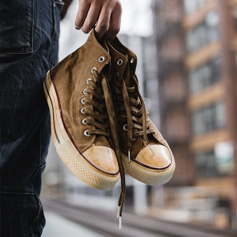 Madden Old Canvas Shoes Man Sneaker High-Top Casual Fashion Breathable Lace-up Rubber Brown Flat Retro Board Vulcanized Shoes
Madden Old Canvas Shoes Man Sneaker High-Top Casual Fashion Breathable Lace-up Rubber Brown Flat Retro Board Vulcanized Shoes