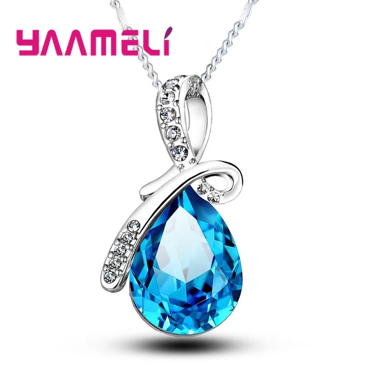 Hot Sale Factory Price Female 925 Sterling Silver Elegant Charming Multicolor Crystals Watedrop Pendant Necklace For Woman Girls
Hot Sale Factory Price Female 925 Sterling Silver Elegant Charming Multicolor Crystals Watedrop Pendant Necklace For Woman Girls