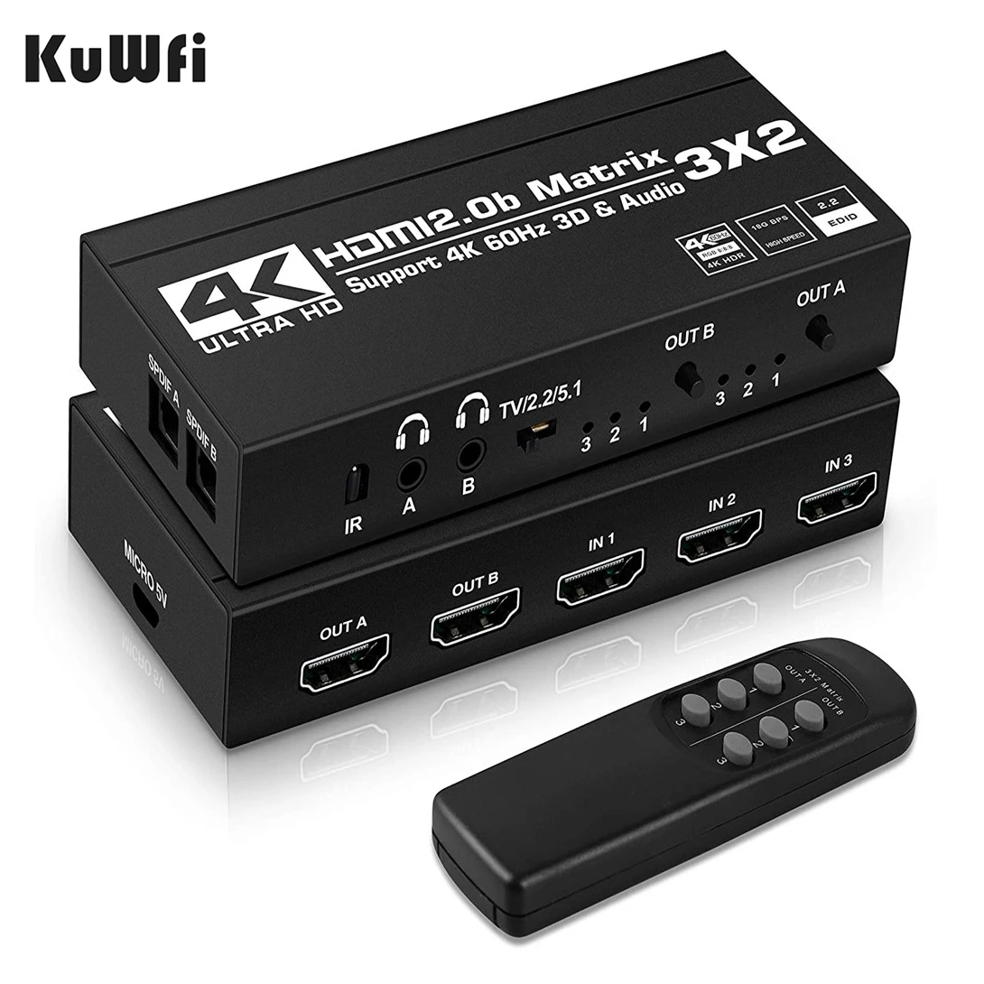 KuWFi 4K/60Hz HDMI переключатель дистанционный 3x2 переключатель двойной аудио экстрактор 2.0b Стандартный для PS4/5 Xbox TV DVD HD плеер
KuWFi 4K/60Hz HDMI переключатель дистанционный 3x2 переключатель двойной аудио экстрактор 2.0b Стандартный для PS4/5 Xbox TV DVD HD плеер