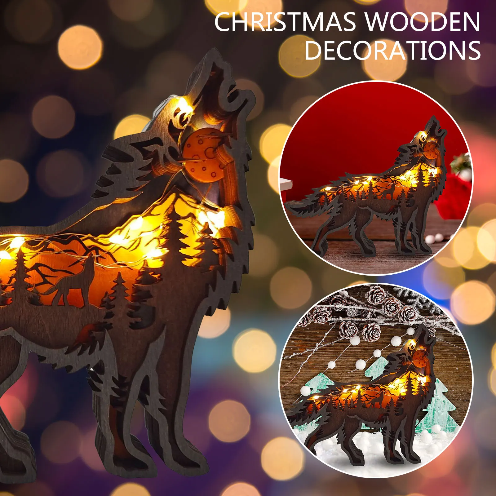 Hollow Out Wooden Christmas Decoration Little Wolf LED Light Home Desktop Ornaments Xmas Gift Wooden Animal Statue 2021
Hollow Out Wooden Christmas Decoration Little Wolf LED Light Home Desktop Ornaments Xmas Gift Wooden Animal Statue 2021