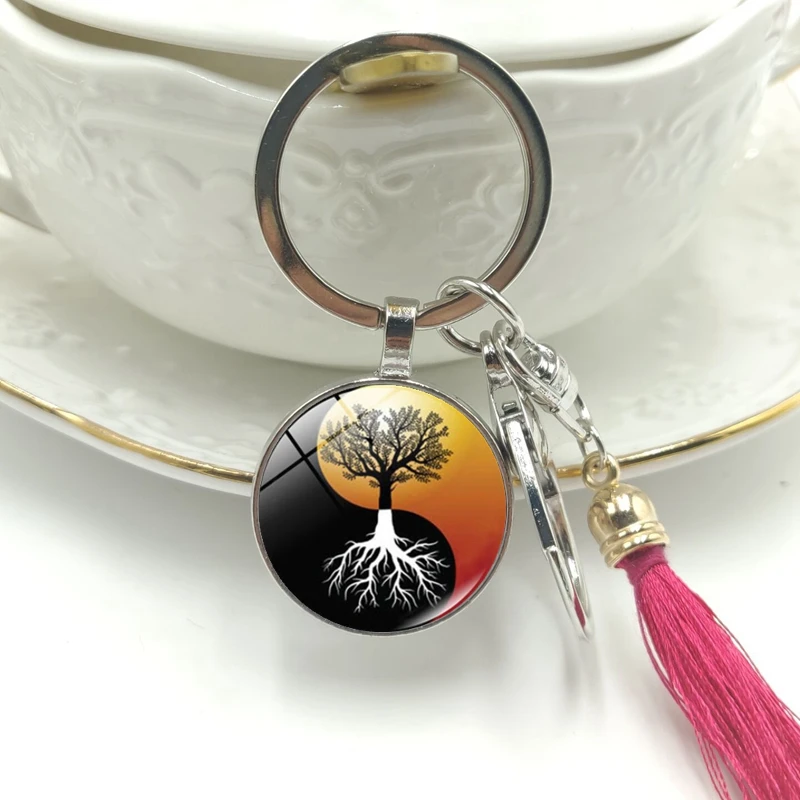 Лидер продаж! Новинка 2019 кольцо для ключей Yin and Yang Tai Chi серия Life Tree выпуклая